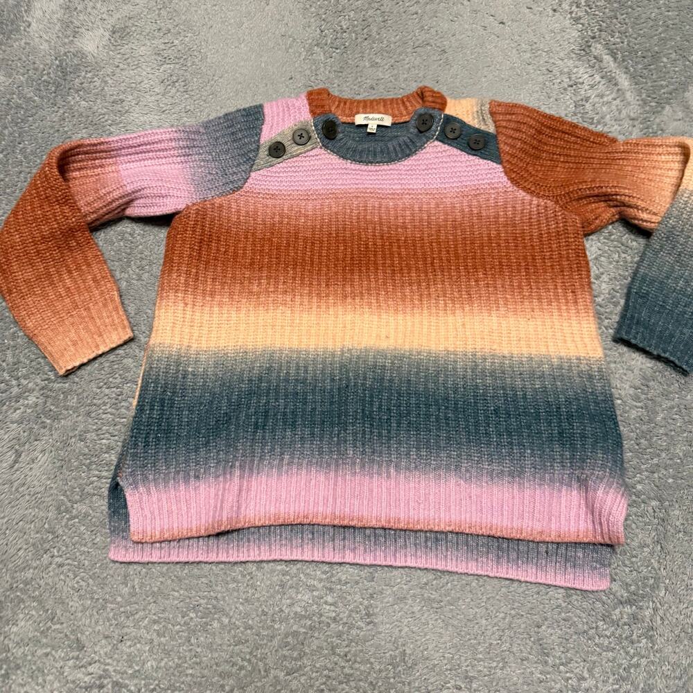 Madewell Sweater Womens Small Space Dyed Button Shoulder Space Dye Sorbet